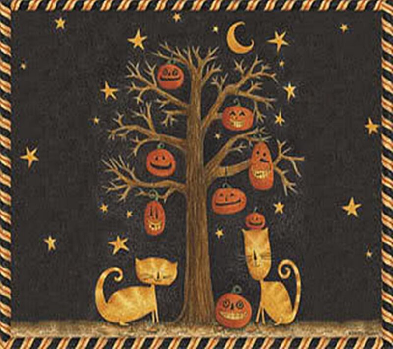 Halloween cats and jack-o-lanterns