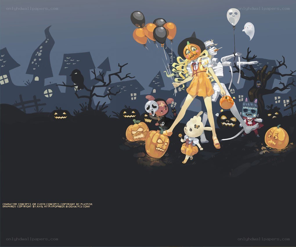 Halloween character gathering