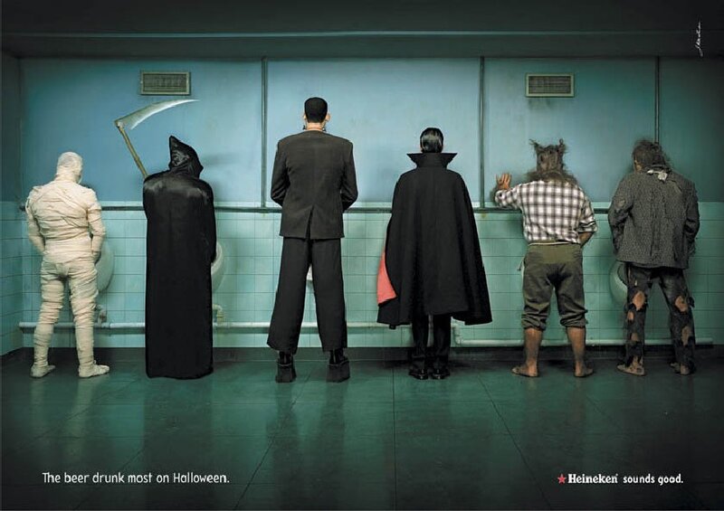 Halloween characters at urinals