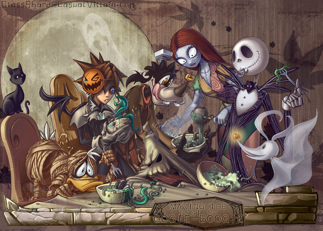 Halloween characters cooking