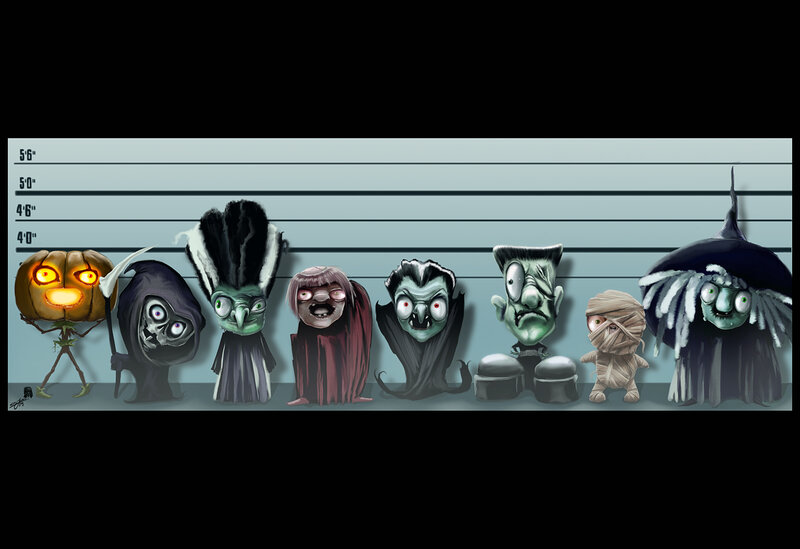 Halloween characters lineup