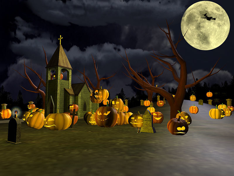 Halloween church scene