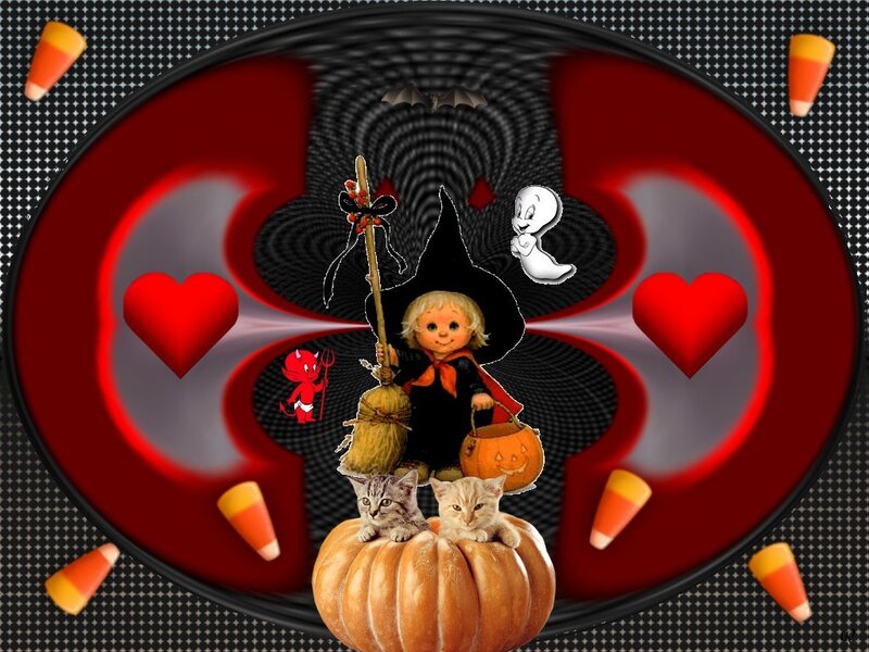 Halloween collage with kittens