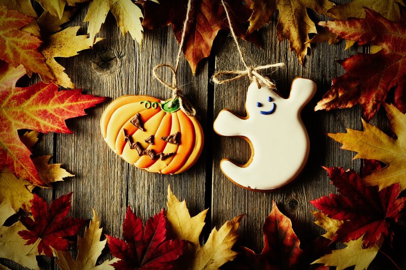 Halloween Cookies on Leaves