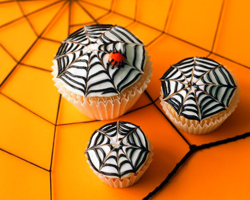 Halloween Cupcakes — Orange, Festive, Photograph, Spider