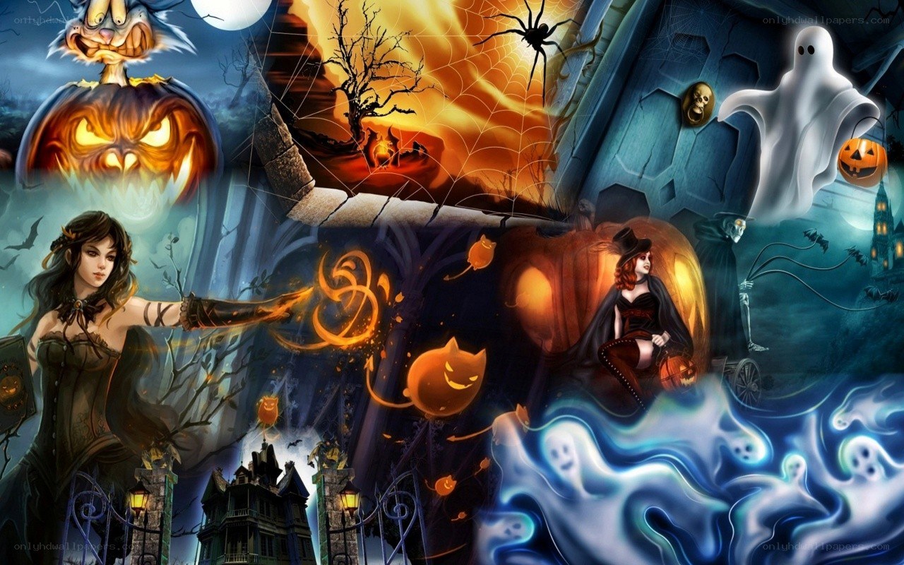 Halloween fantasy collage