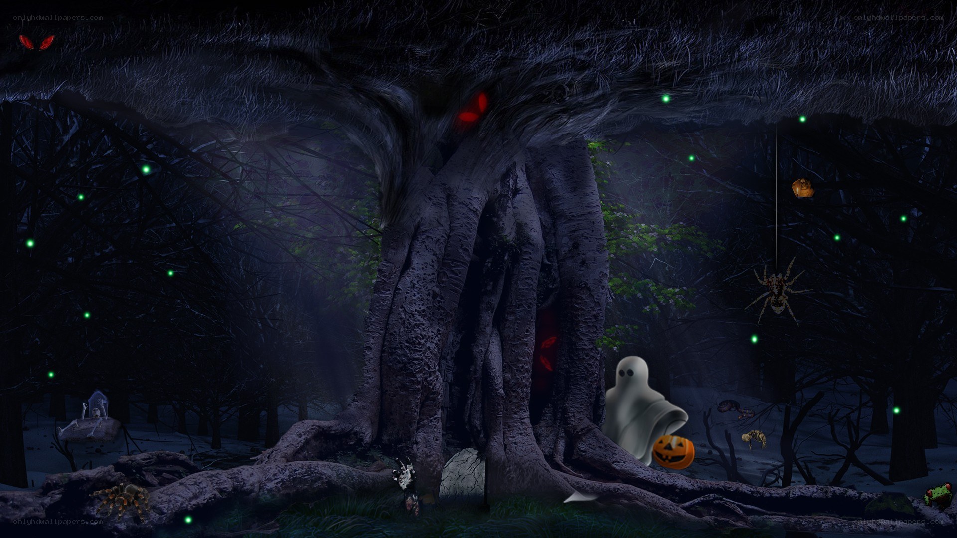 Halloween forest scene