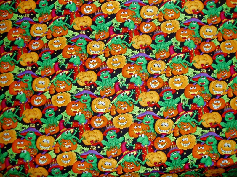 Halloween frog and pumpkin pattern