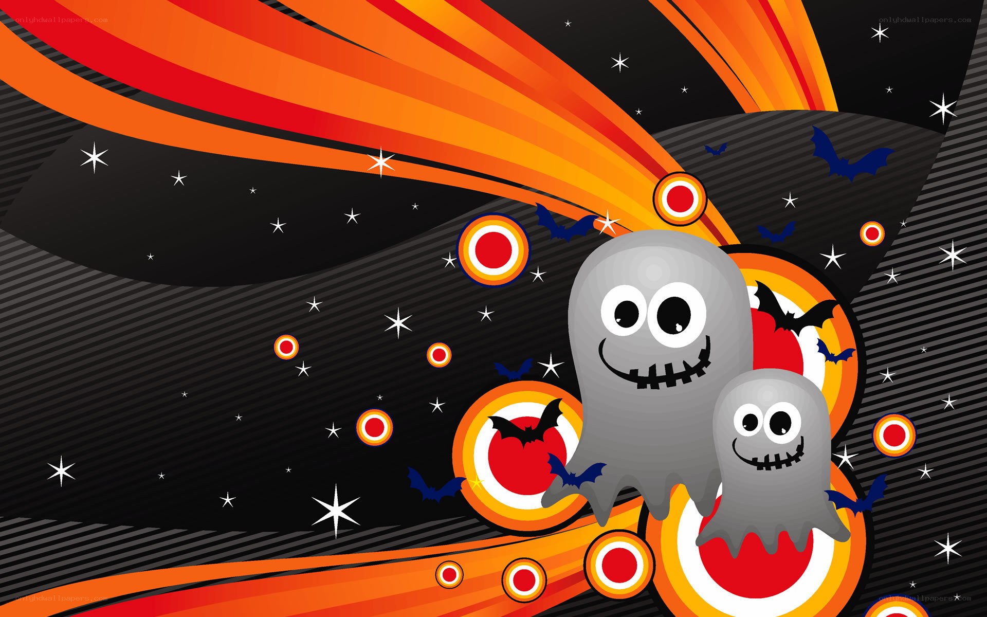 Halloween ghosts and bats