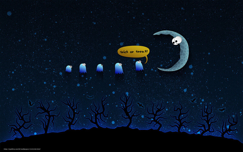 Halloween ghosts and moon