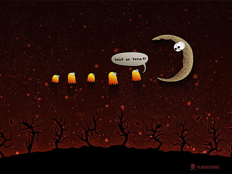 Halloween ghosts trick or treat