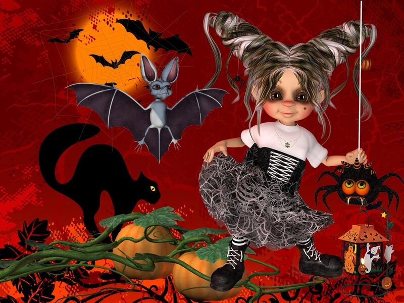 Halloween Girl with Bat