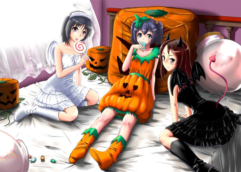 Halloween girls in costumes