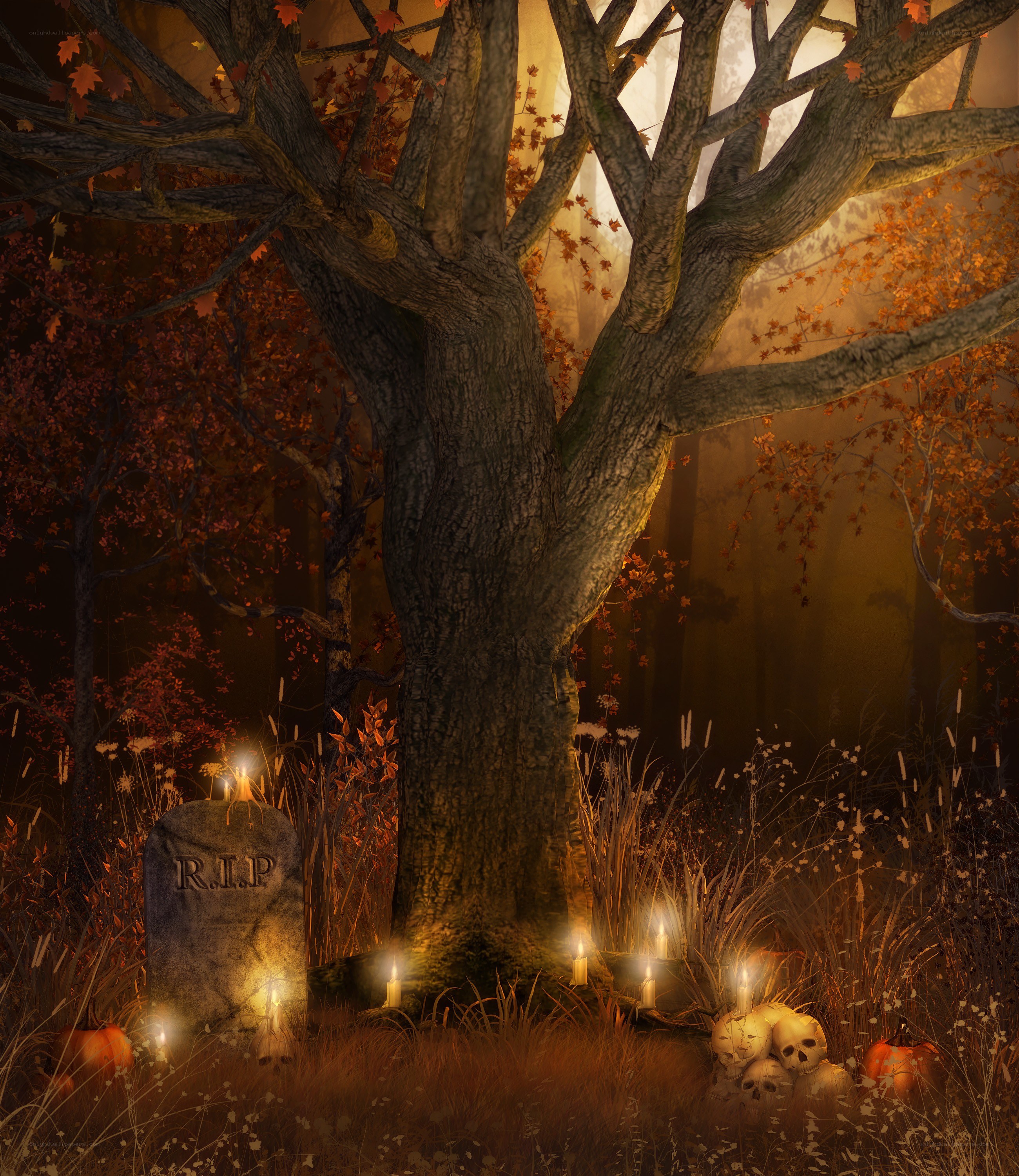 Halloween graveyard scene