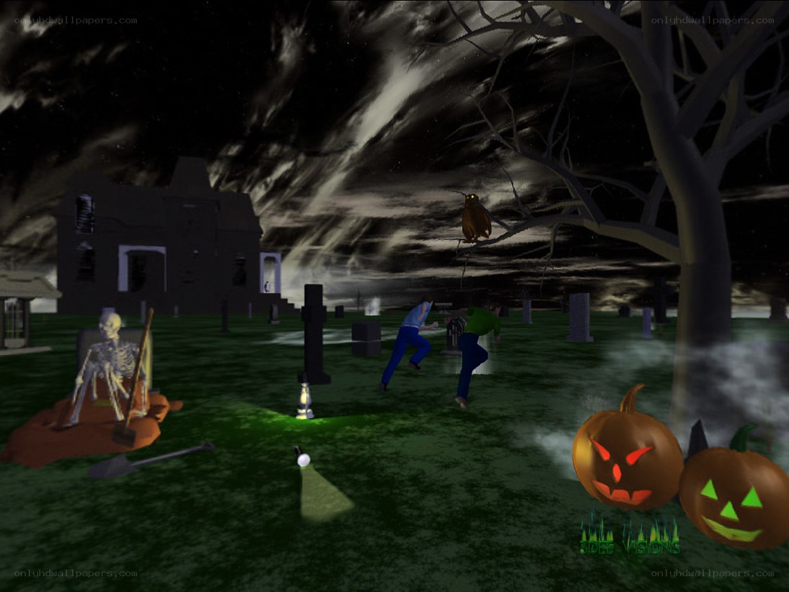 Halloween graveyard scene
