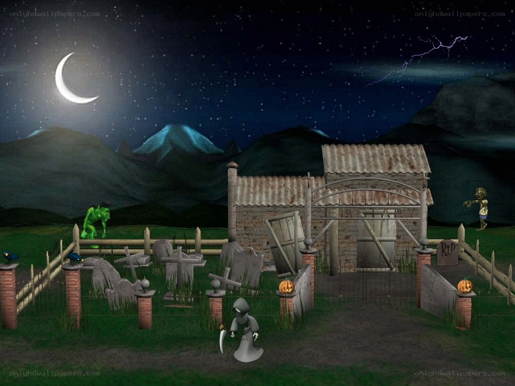 Halloween graveyard scene