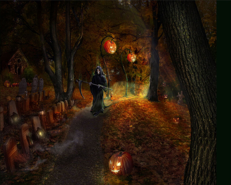 Halloween graveyard scene