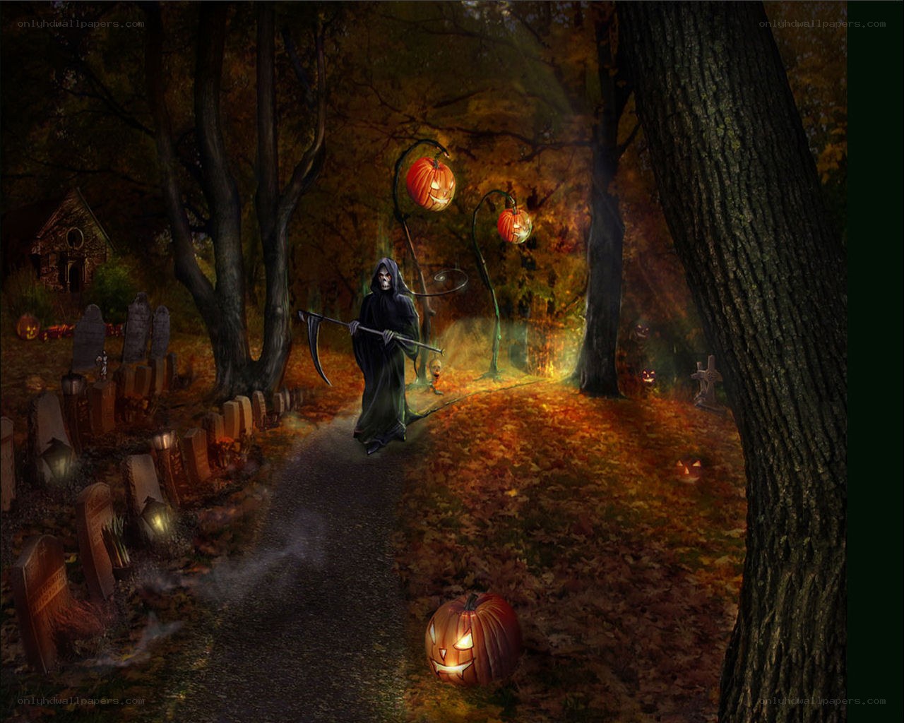 Halloween graveyard scene