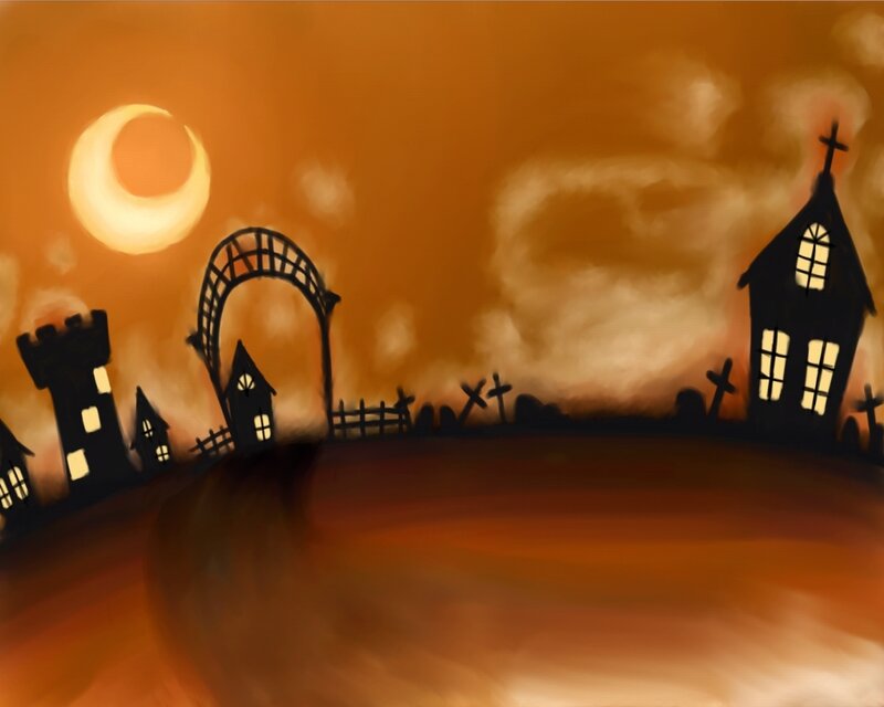 Halloween graveyard scene