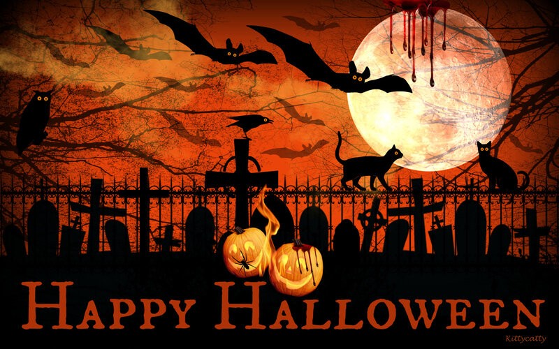 Halloween Graveyard Scene — Orange