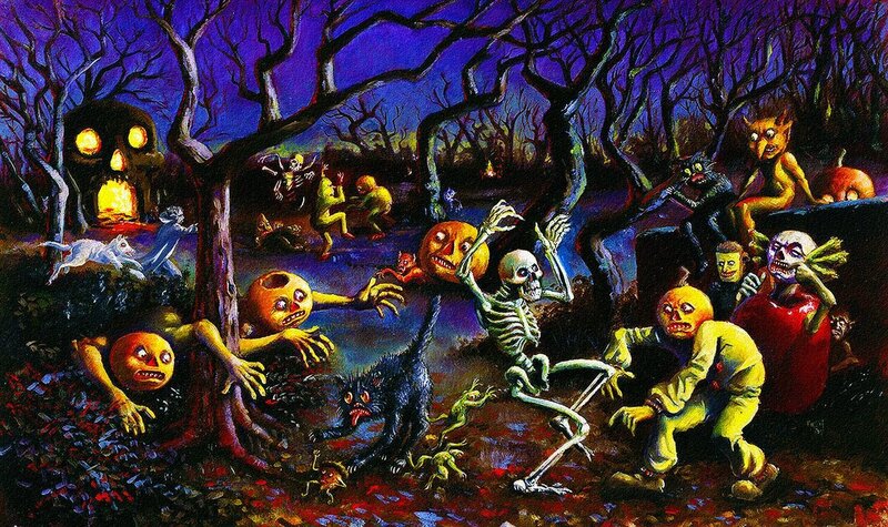 Halloween horror forest scene
