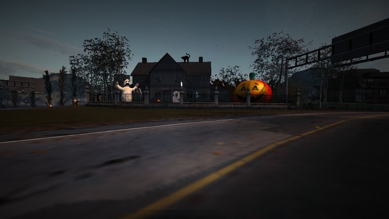 Halloween house at dusk