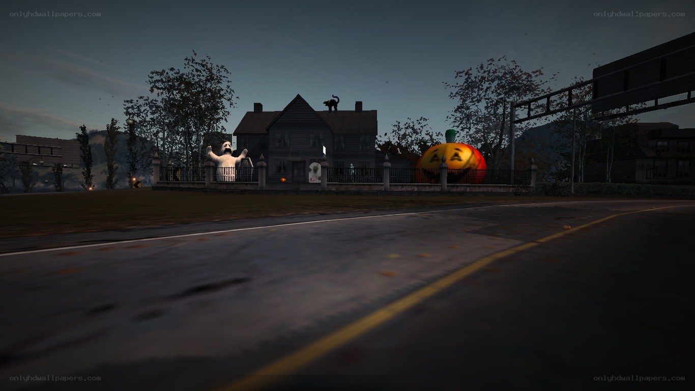Halloween house at dusk