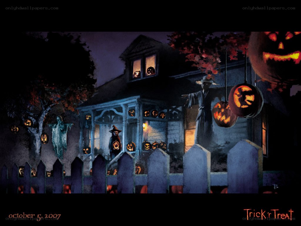 Halloween house at night