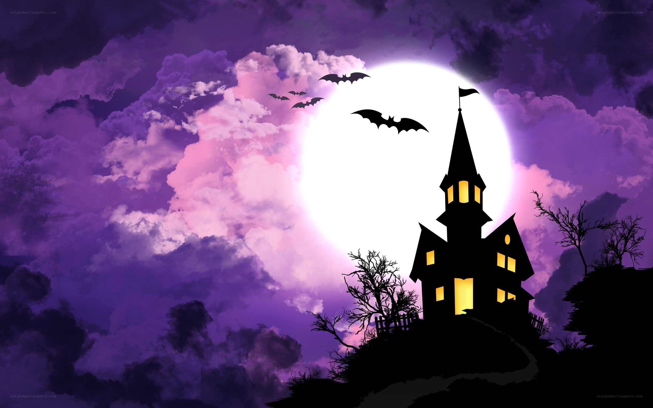 Halloween house under full moon