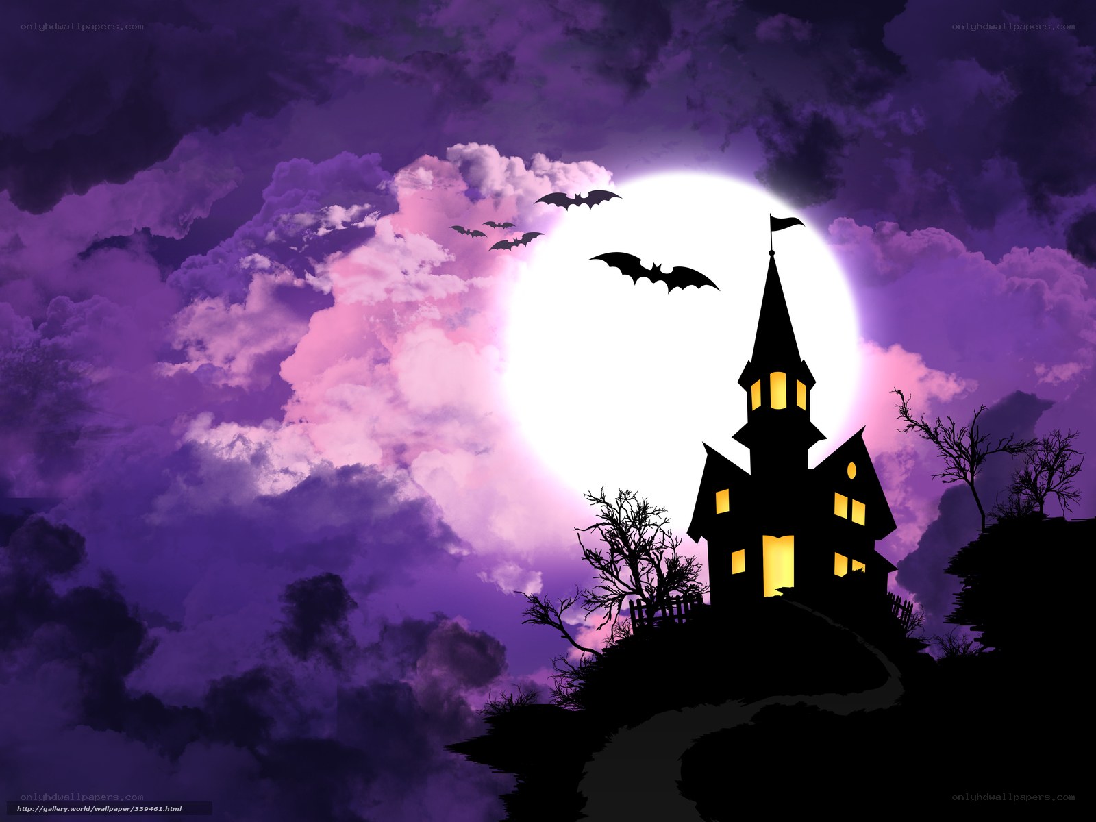 Halloween house under full moon