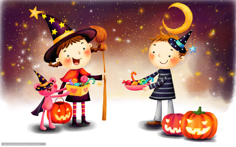 Halloween kids trick-or-treating