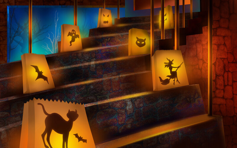 Halloween Lanterns on Stairs