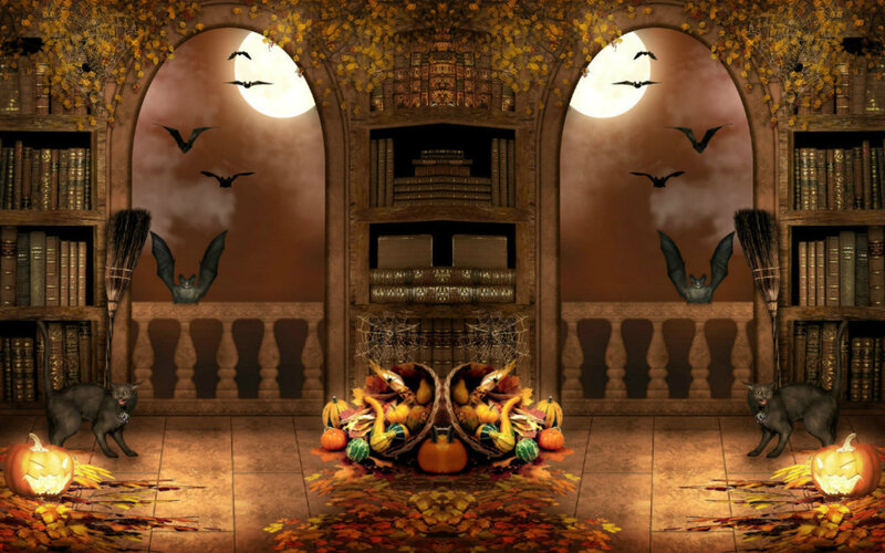 Halloween Library Scene