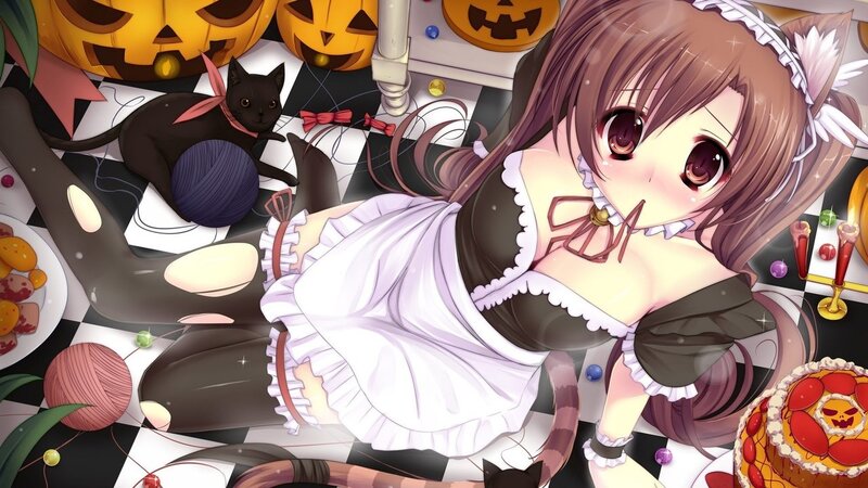 Halloween maid anime girl
