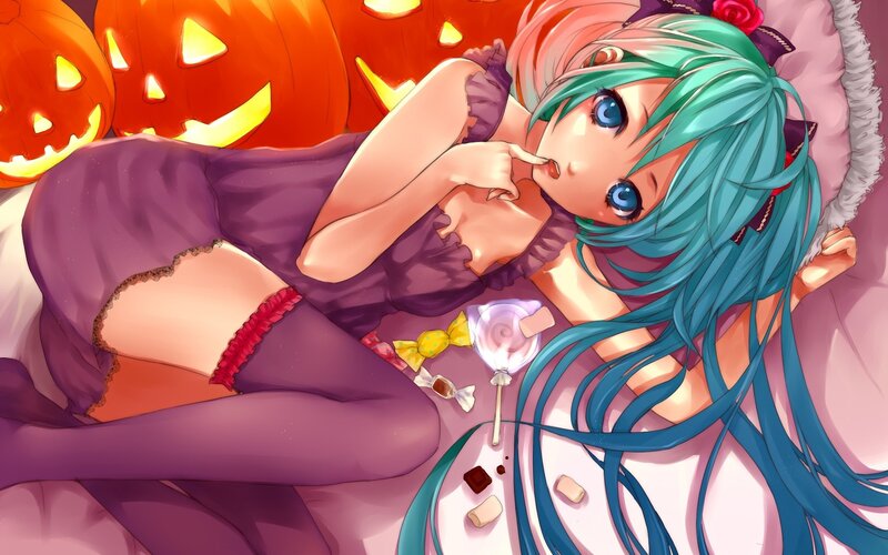 Halloween Miku lying down