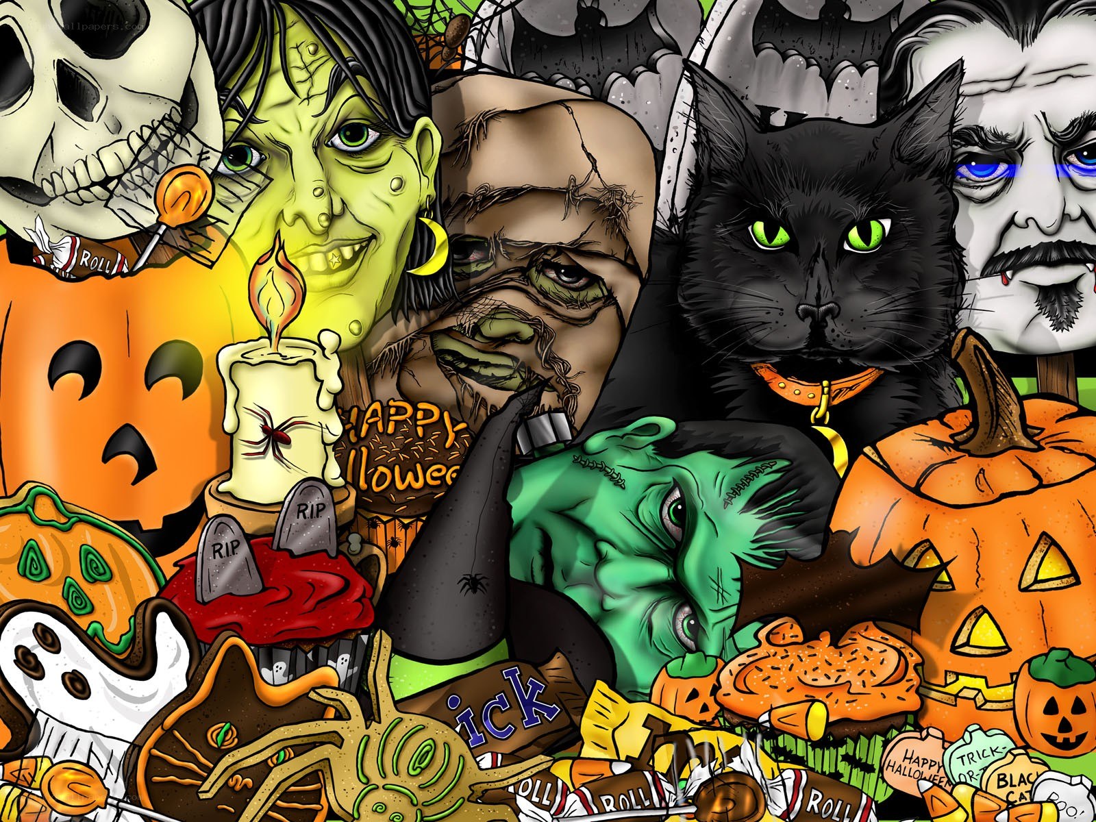 Halloween monster collage