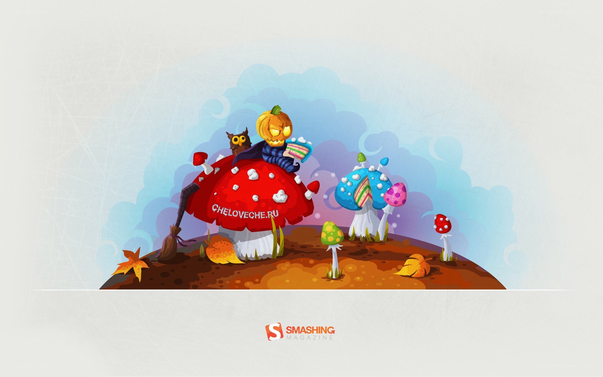 Halloween mushroom scene