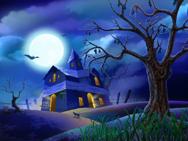 Halloween night at the haunted house