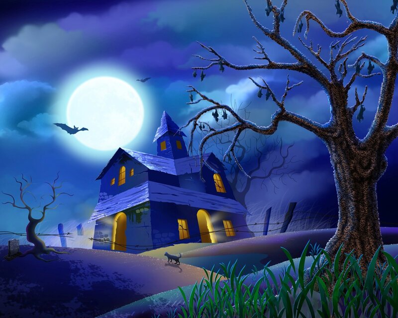 Halloween night at the haunted house