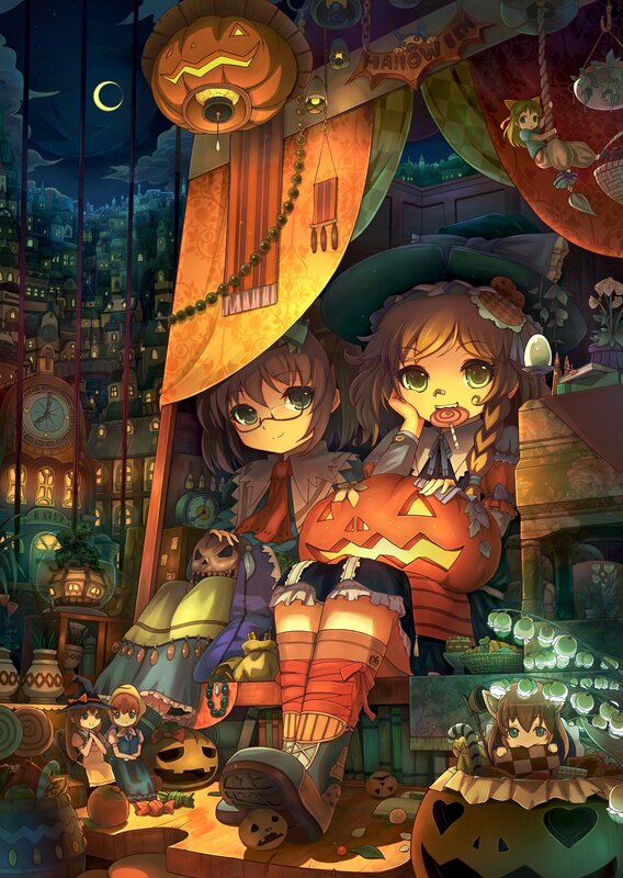 Halloween night in a cozy town