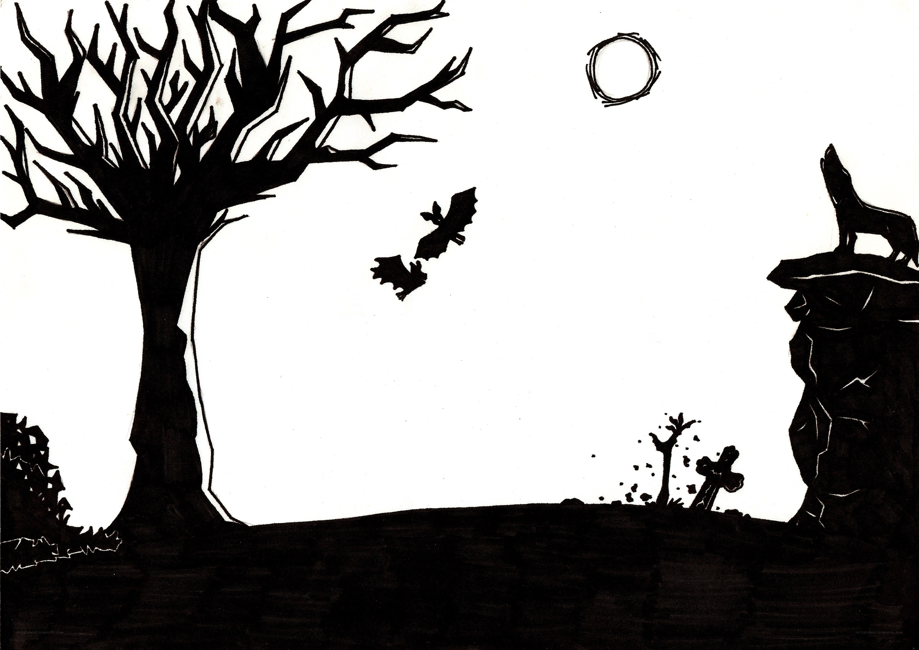 Halloween night scene