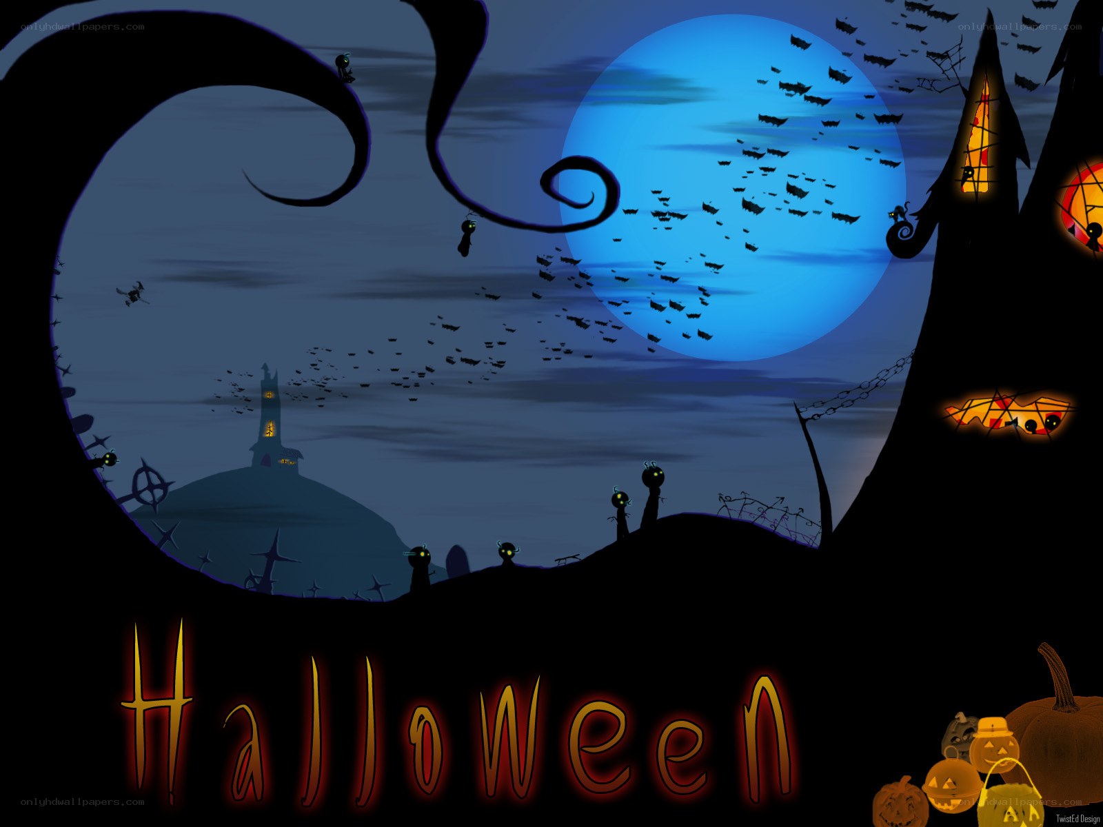 Halloween night scene