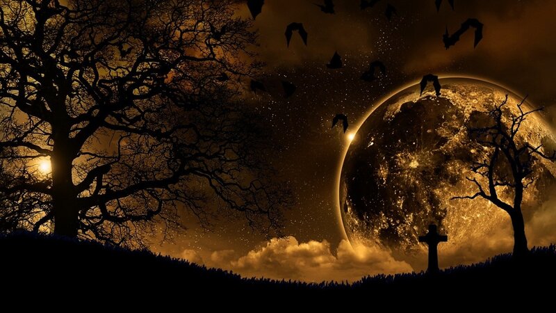 Halloween night with full moon