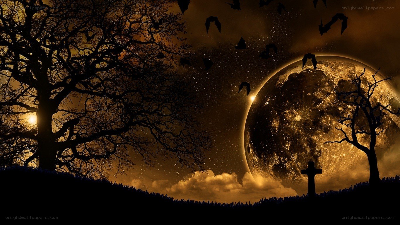Halloween night with full moon