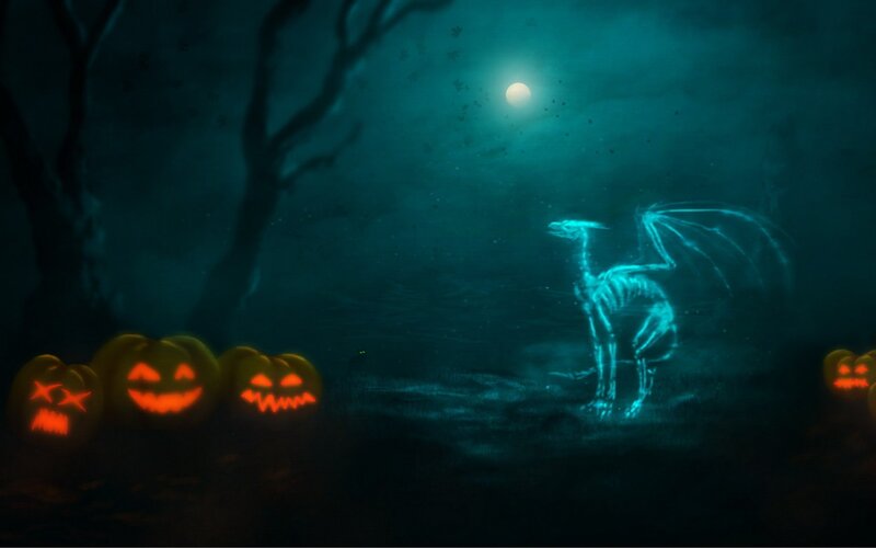 Halloween night with ghost dragon