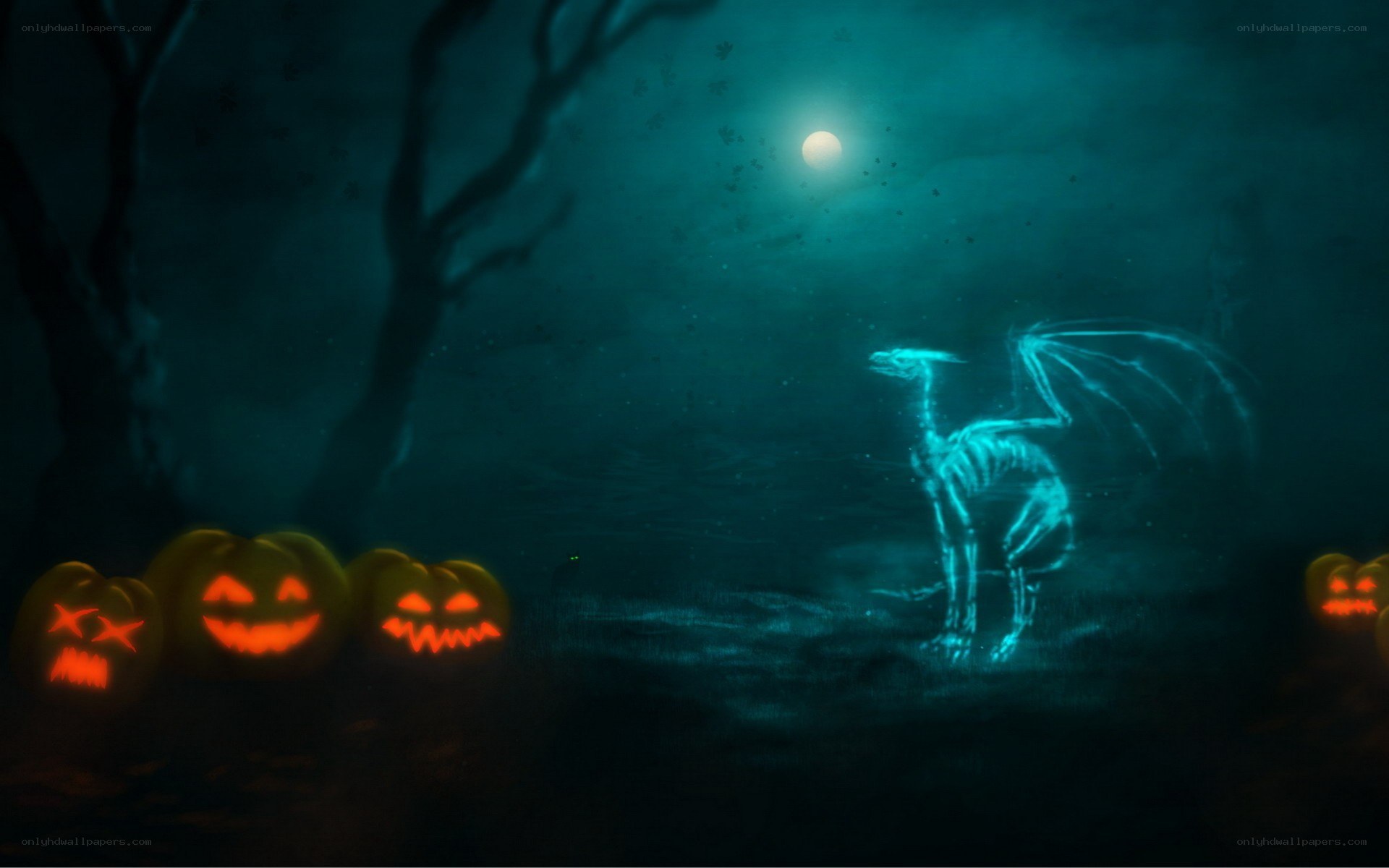 Halloween night with ghost dragon