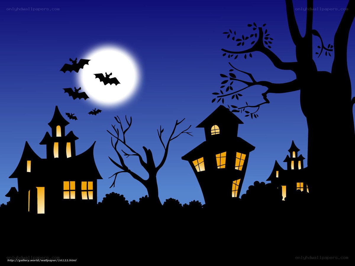 Halloween night with haunted houses