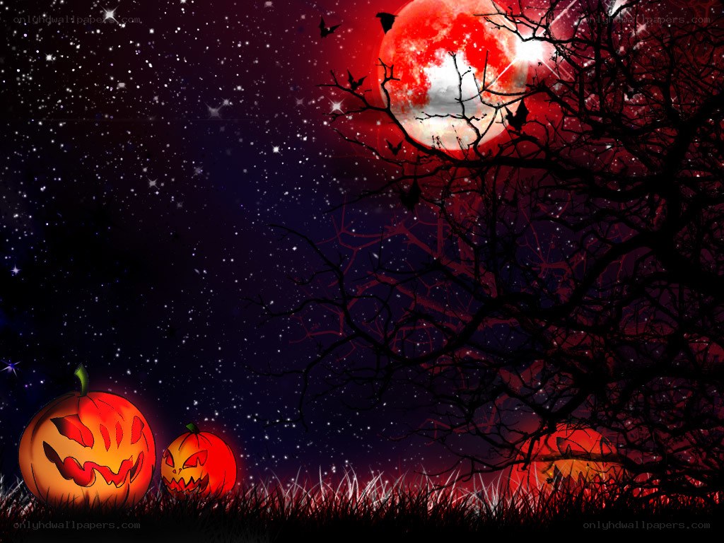 Halloween night with jack-o-lanterns