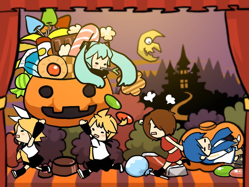 Halloween party with chibi characters