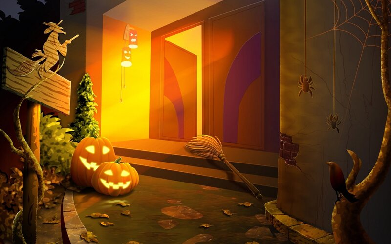 Halloween porch scene